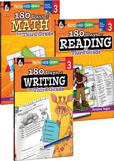 [EBOOK] -  180 Days of Practice for Third Grade (Set of 3), 3rd Grade Workbooks for Kids Ages 7-9, Includes 180 Days of Reading, 180 ...