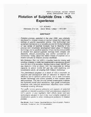 FROTH FLOTATION : RECENT TRENDS Flotation of Sulphide Ores - HZL V.P.