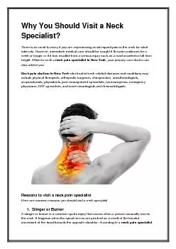 Why You Should Visit a Neck Specialist