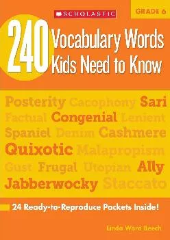 [READ] -  240 Vocabulary Words Kids Need to Know: Grade 6: 24 Ready-To-Reproduce Packets Inside!