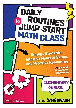 [EBOOK] -  Daily Routines to Jump-Start Math Class, Elementary School: Engage Students, Improve Number Sense, and Practice Reasoning...