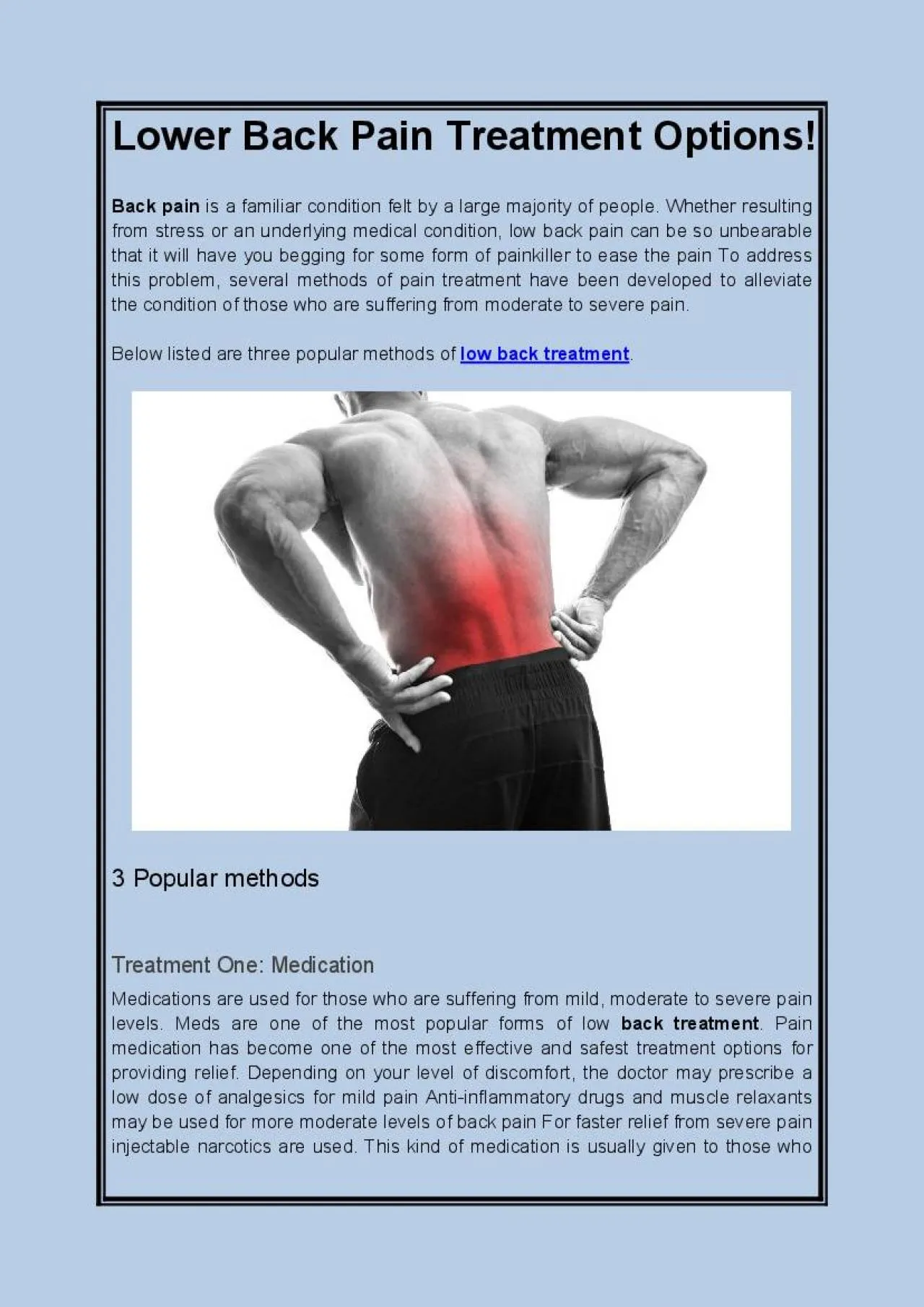 Lower Back Pain Treatment Options