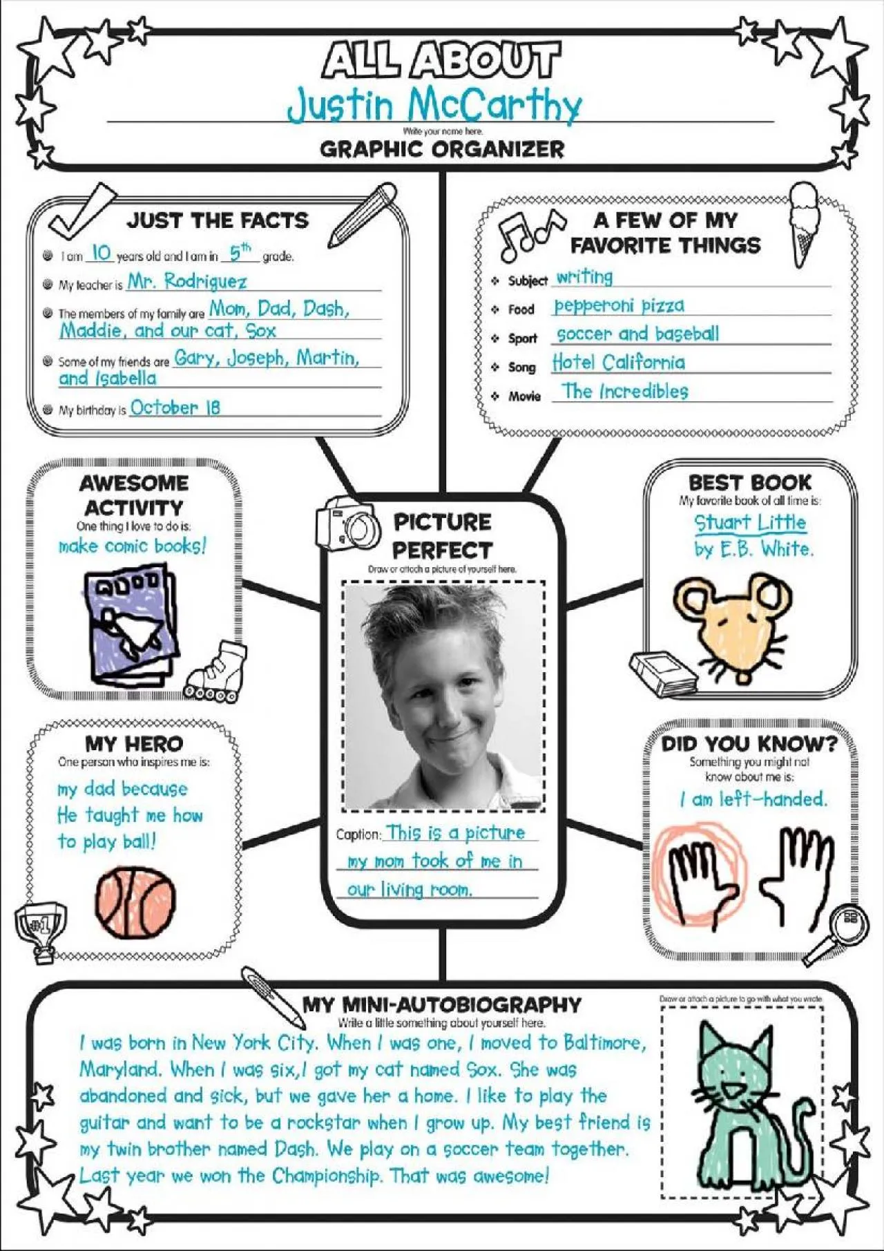 PDF-[READ] - Graphic Organizer Posters: All-About-Me Web: 30 Fill-in Personal Posters for