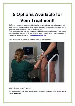 5 Options Available for Vein Treatment