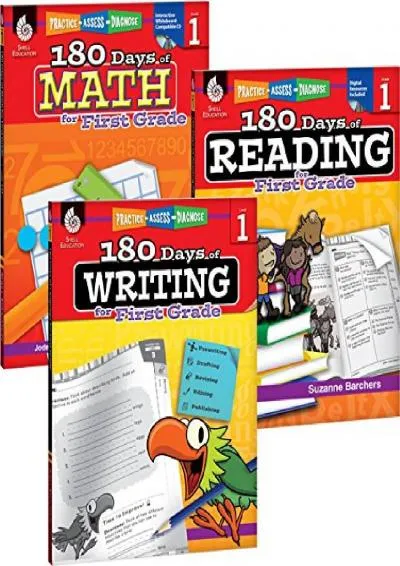 [DOWNLOAD] -  180 Days of Practice for First Grade (Set of 3), 1st Grade Workbooks for