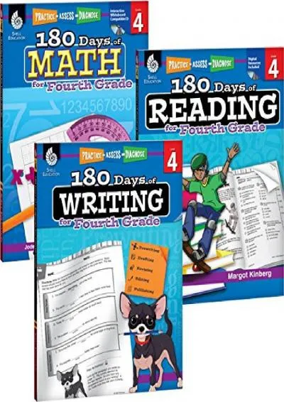 [EBOOK] -  180 Days of Practice for 4th Grade (Set of 3), Assorted Fourth Grade Workbooks for Kids Ages 8-10, Includes 180 Days of Re...