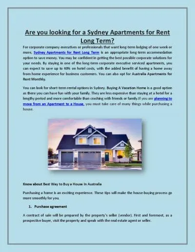 Are you looking for aSydney Apartments for Rent Long Term?