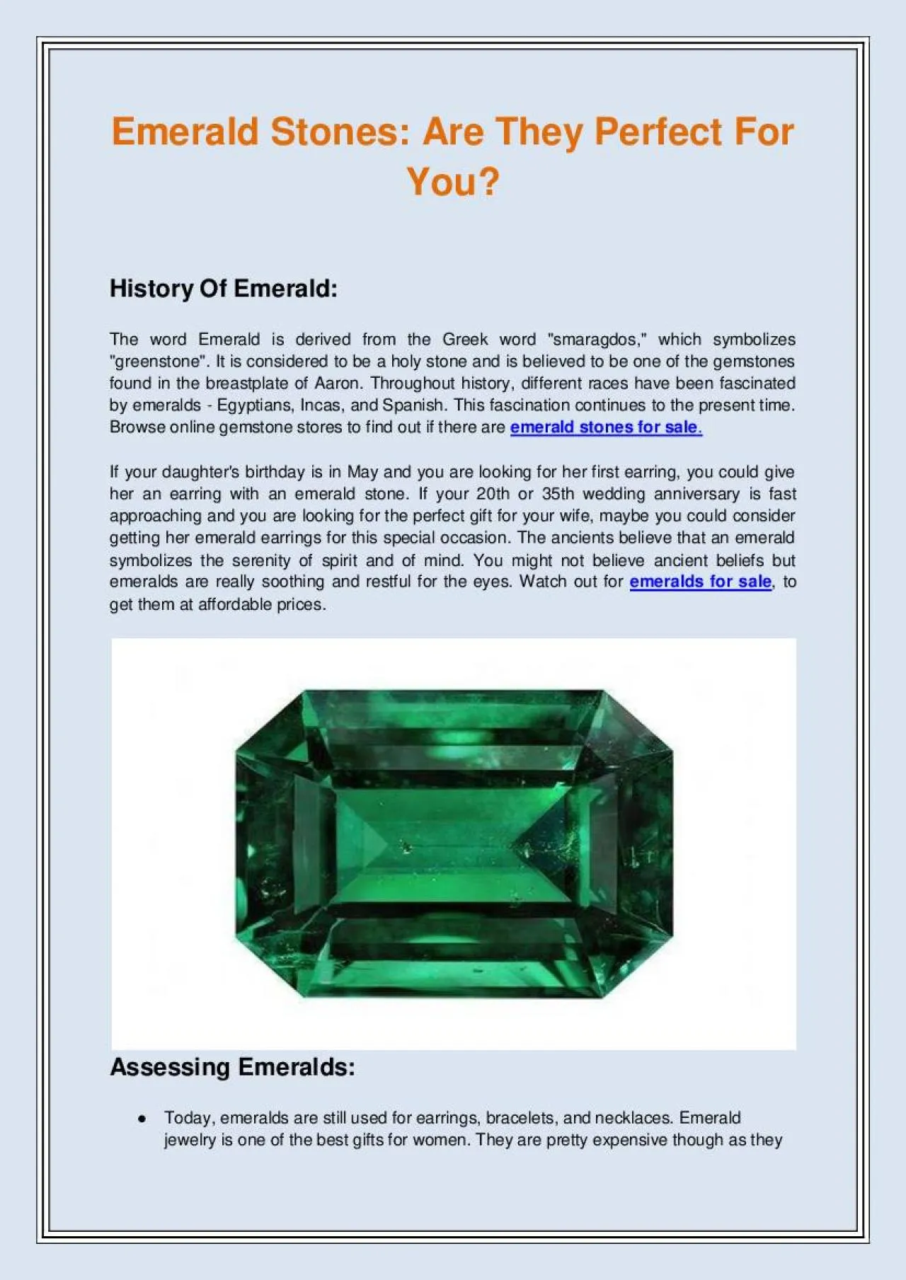 PDF-Emerald Stones: Are They Perfect For You?