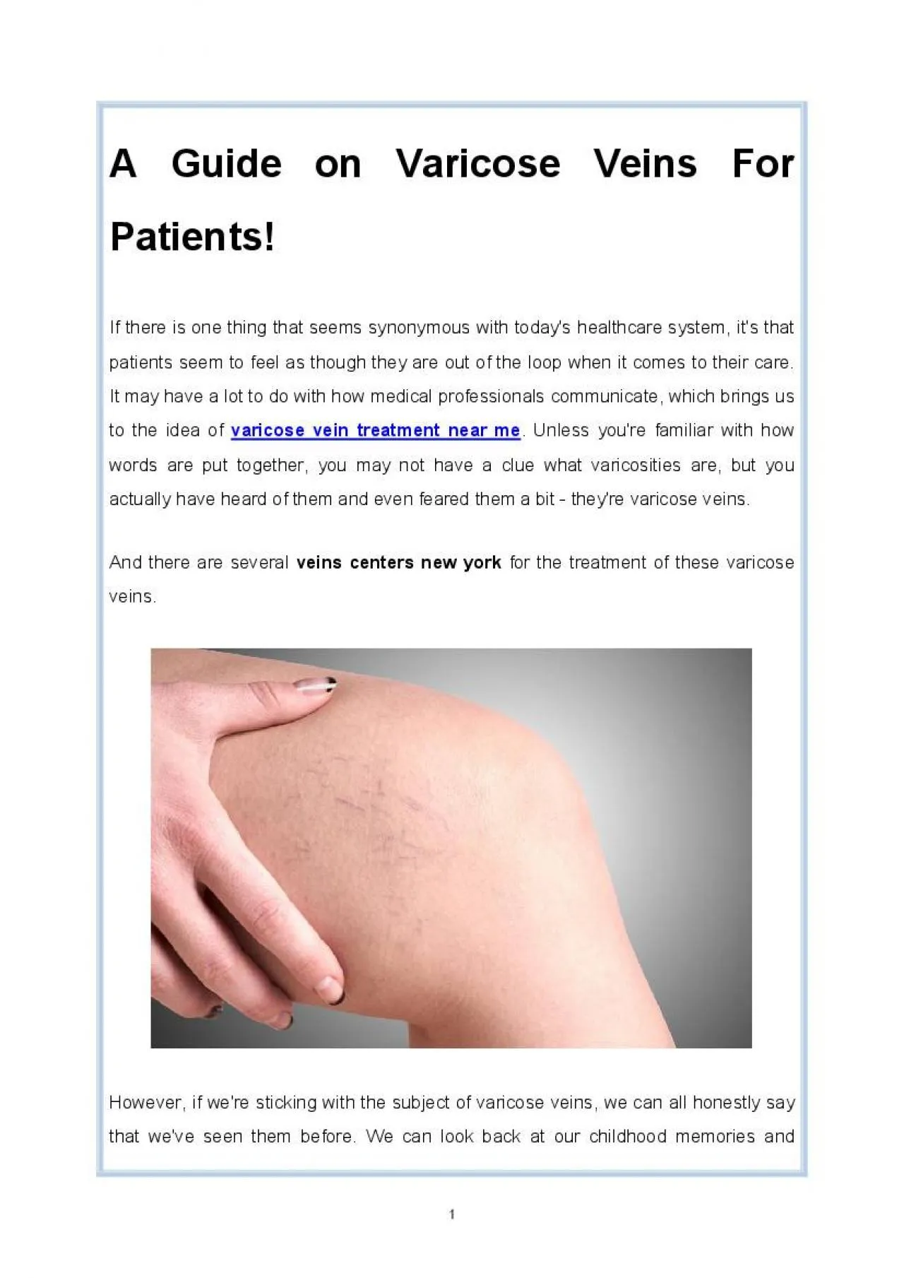 PDF-A Guide on Varicose Veins For Patients!