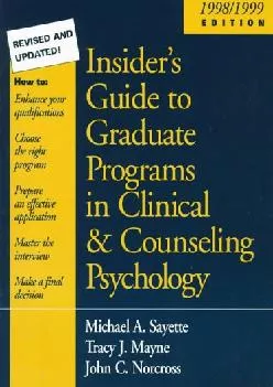 [EPUB] -  Insider\'s Guide to Graduate Programs in Clinical and Counseling Psychology: 2018/2019 Edition (Insider\'s Guide to Graduate...