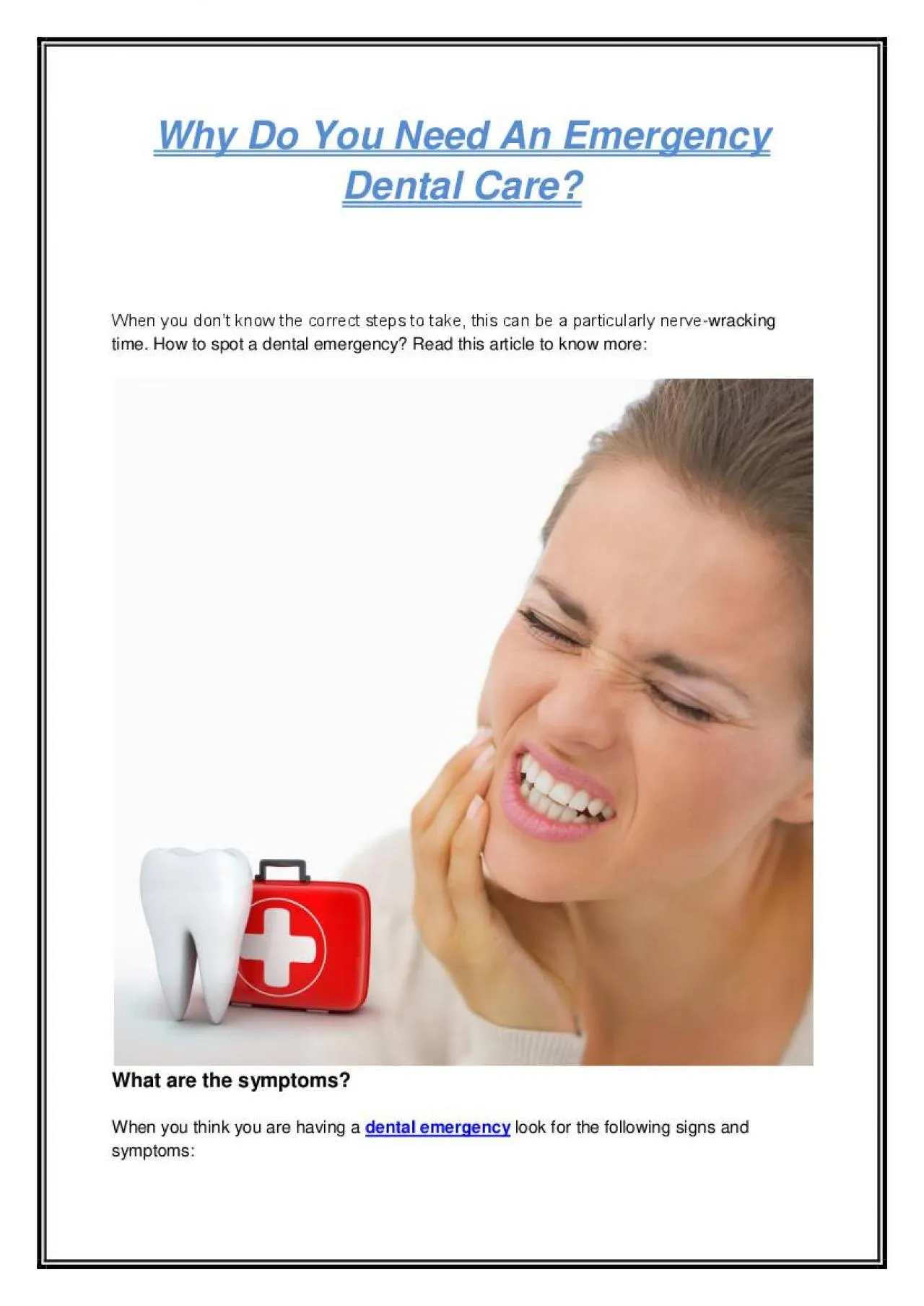 PDF-Why Do You Need An Emergency Dental Care?