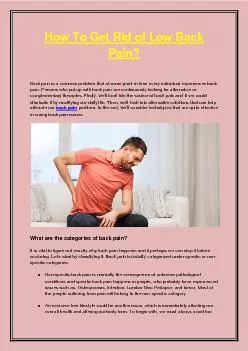 How To Get Rid of Low Back Pain?