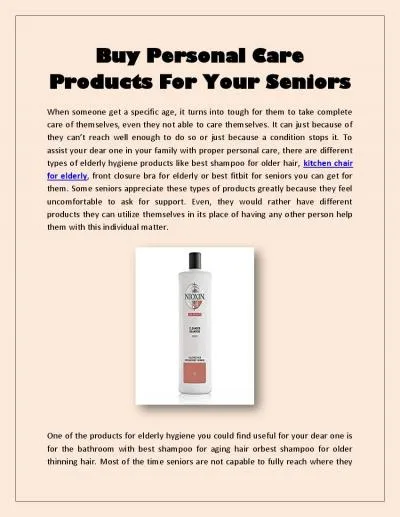 Buy Personal Care Products For Your Seniors