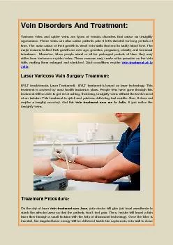Vein Disorders And Treatment: