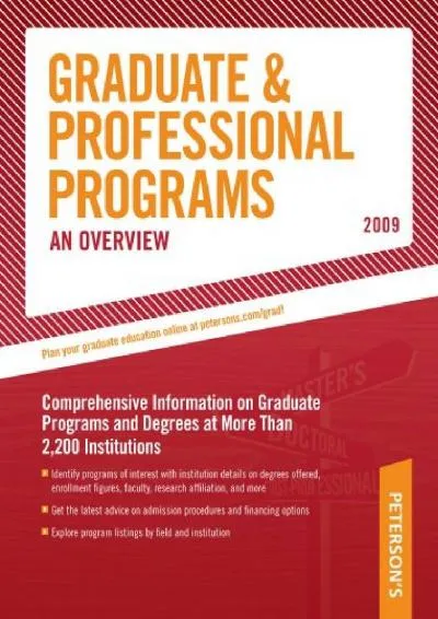 [READ] -  Grad Guides Book 1: Grad/Prof Progs Overvw 2009 (Peterson\'s Graduate & Professional Programs)