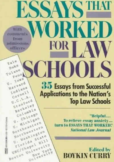 [EPUB] -  Essays That Worked for Law School: 35 Essays from Successful Applications to the Nation\'s Top Law Schools