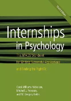 [READ] -  Internships in Psychology: The APAGS Workbook for Writing Successful Applications
