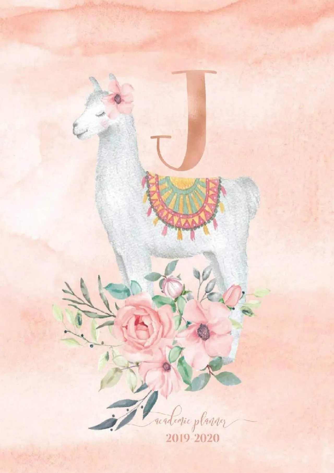 PDF-[EPUB] - Academic Planner 2019-2020: Llama Alpaca Rose Gold Monogram Letter J with Pink