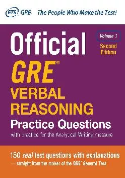 [EPUB] -  Official GRE Verbal Reasoning Practice Questions, Second Edition, Volume 1
