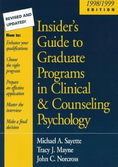 [EPUB] -  Insider\'s Guide to Graduate Programs in Clinical and Counseling Psychology: