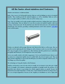 All the basics about stainless steel fasteners.