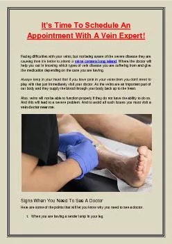 It’s Time To Schedule An Appointment With A Vein Expert!
