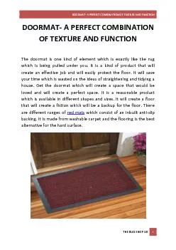 DOORMAT- A PERFECT COMBINATION OF TEXTURE AND FUNCTION