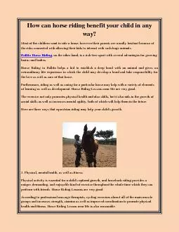 How can horse riding benefit your child in any way?