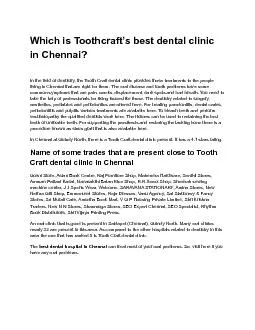 Which is Toothcraft’s best dental clinic in Chennai?