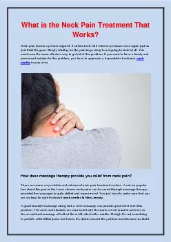 What is the Neck Pain Treatment That Works?