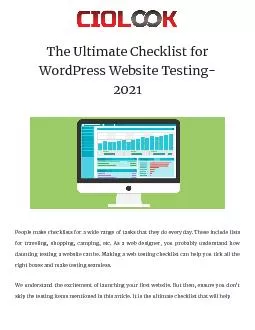 The Ultimate Checklist for WordPress Website Testing- 2021The Ultimate Checklist for WordPress