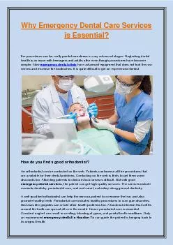 Why Emergency Dental Care Services is Essential?