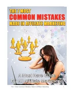 The 7 Most Common Mistakes Made in Affiliate Marketing