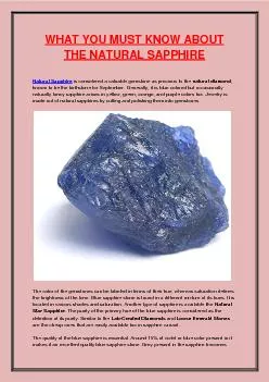 WHAT YOU MUST KNOW ABOUT THE NATURAL SAPPHIRE