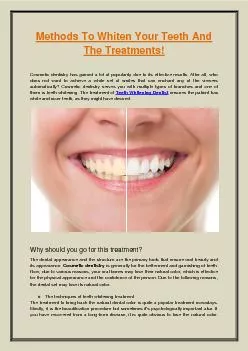 Methods To Whiten Your Teeth And The Treatments!