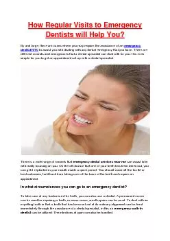 How Regular Visits to Emergency Dentists will Help You?