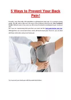 5 Ways to Prevent Your Back Pain!