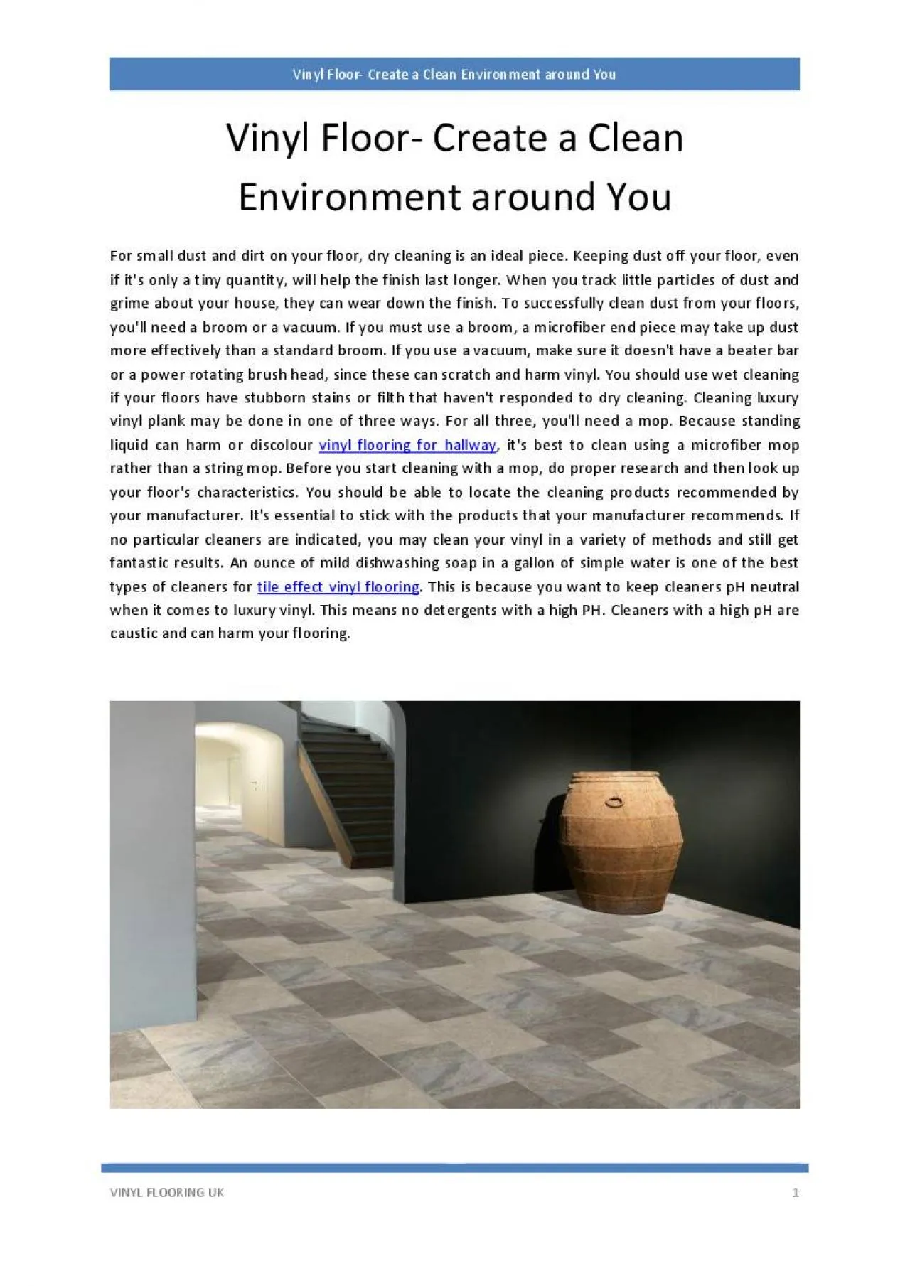 PDF-Vinyl Floor- Create a Clean Environment around You