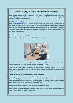 PDF-Home staging: a way to give new look to home?