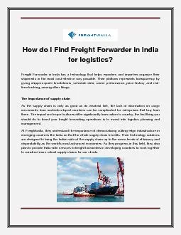 How do I Find Freight Forwarder in India for logistics