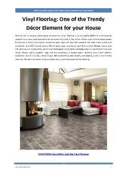 Vinyl Flooring: One of the Trendy Décor Element for your House