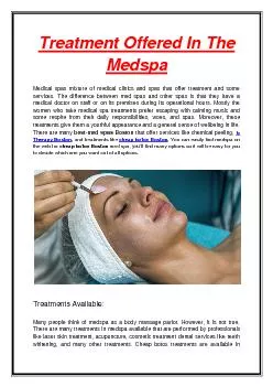 Treatment Offered In The Medspa