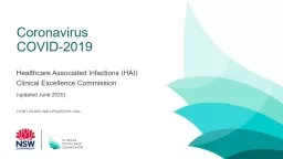 Coronavirus  COVID-2019 Healthcare Associated Infections (HAI) Clinical Excellence Commission