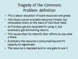 Tragedy of the Commons Problem definition