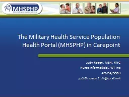 The Military Health Service Population Health Portal (MHSPHP) in