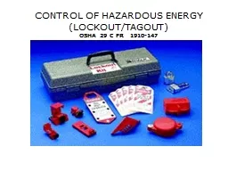 CONTROL OF HAZARDOUS ENERGY