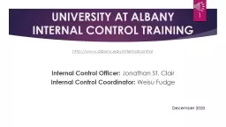 PPT-UNIVERSITY AT ALBANY INTERNAL CONTROL TRAINING