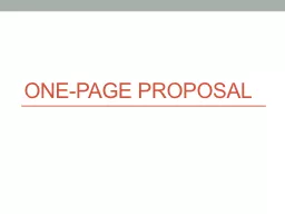 One-page proposal	 Science is a Business