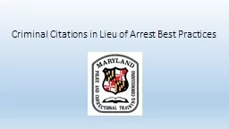 Criminal Citations in  Lieu of