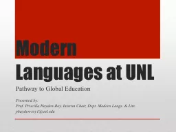 Modern Languages at UNL Pathway to Global Education